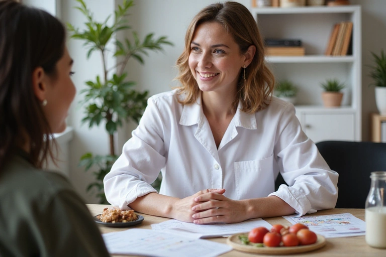 Nutritionist talking to a client during a consultation