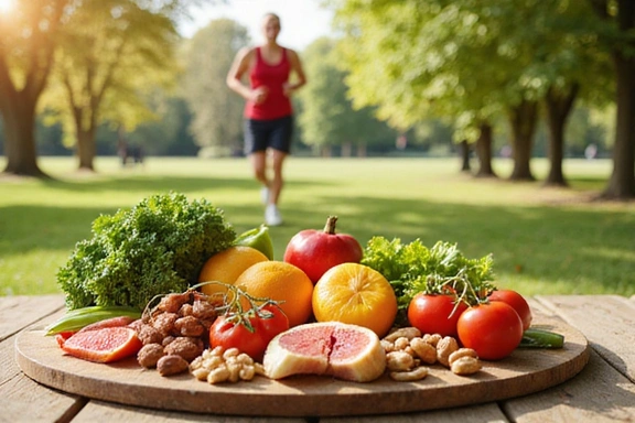 Vibrant image of healthy food and an active lifestyle